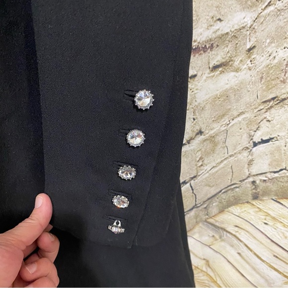 Talbots Black Crystal Jewel Button Long Sleeve Sheath Dress - Picture 3 of 6